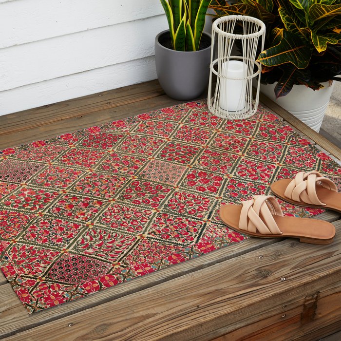 Zarafshan Suzani Uzbekistan Embroidery Print Outdoor Rug Gallery Image 2