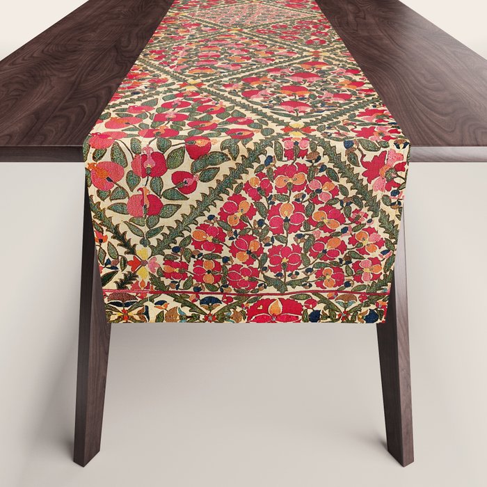 Zarafshan Suzani Uzbekistan Embroidery Print Table Runner Gallery Image 1