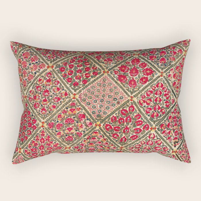 Zarafshan Suzani Uzbekistan Embroidery Print Rectangular Pillow Gallery Image 2