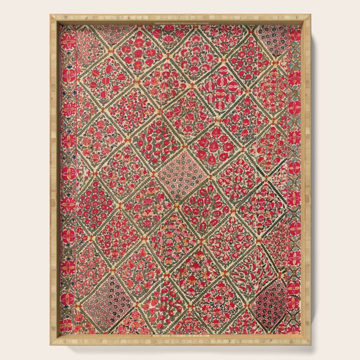 Zarafshan Suzani Uzbekistan Embroidery Print Serving Tray Gallery Image 1