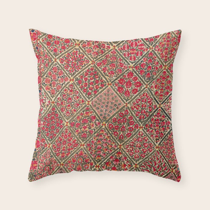 Zarafshan Suzani Uzbekistan Embroidery Print Throw Pillow Gallery Image 1