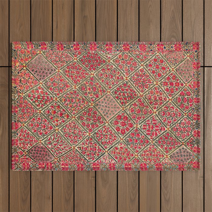 Zarafshan Suzani Uzbekistan Embroidery Print Outdoor Rug Gallery Image 1