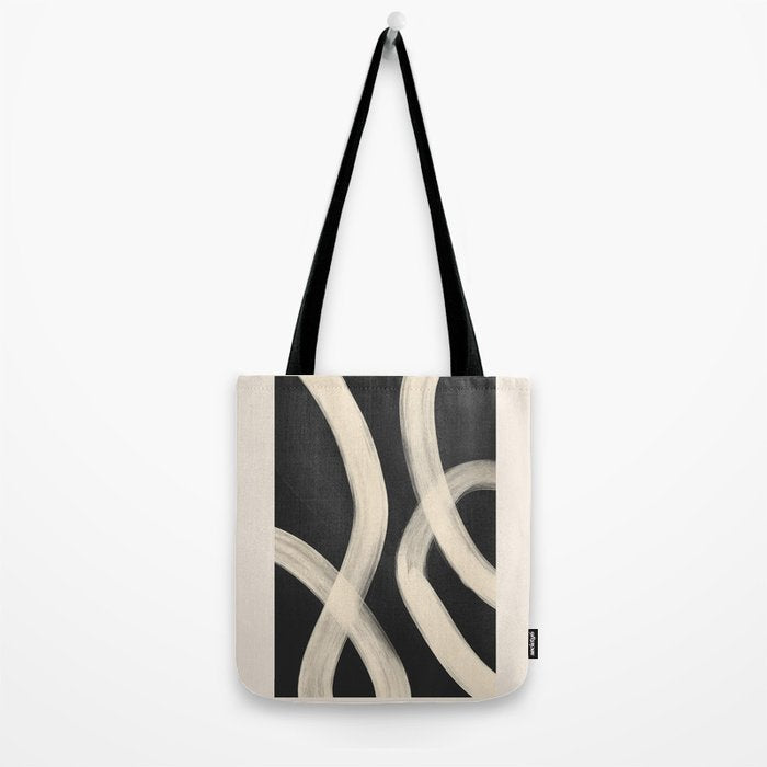 Black and White Abstract Line Art 1 Tote Bag Gallery Image 2