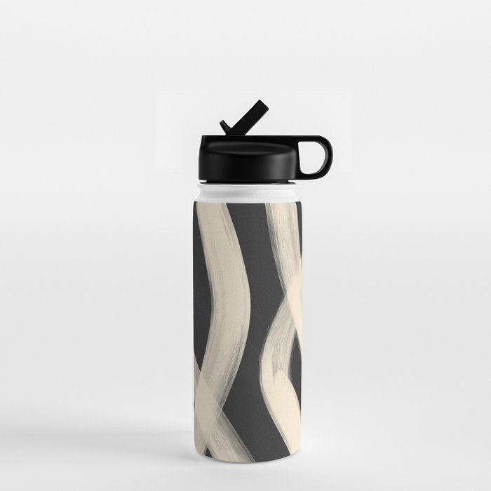 Black and White Abstract Line Art 1 Water Bottle Gallery Image 1