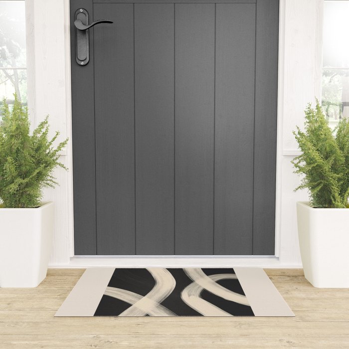 Black and White Abstract Line Art 1 Welcome Mat Gallery Image 3