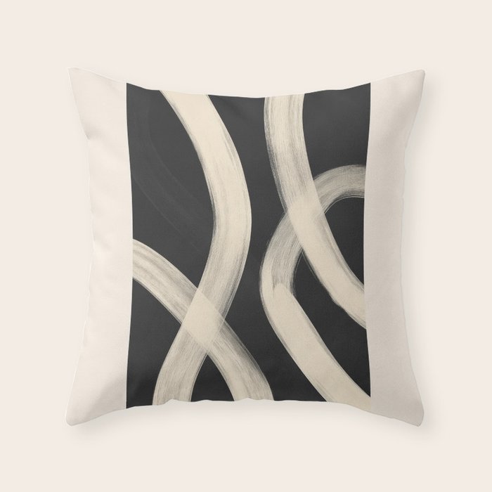 Black and White Abstract Line Art 1 Throw Pillow Gallery Image 6