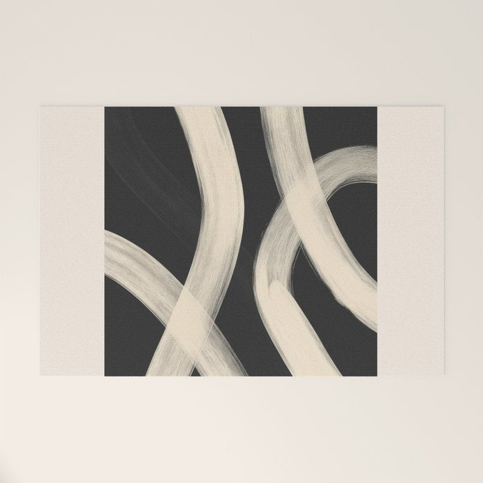 Black and White Abstract Line Art 1 Welcome Mat Gallery Image 1