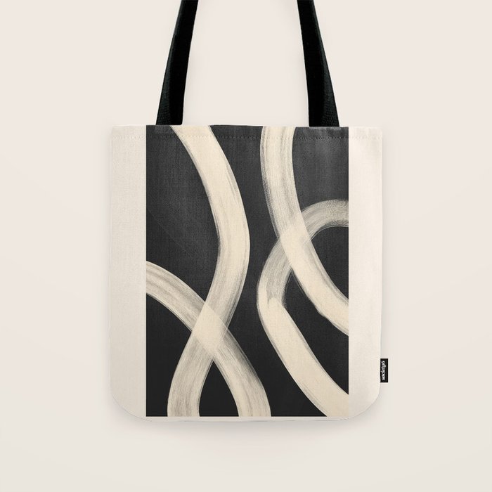 Black and White Abstract Line Art 1 Tote Bag Gallery Image 1
