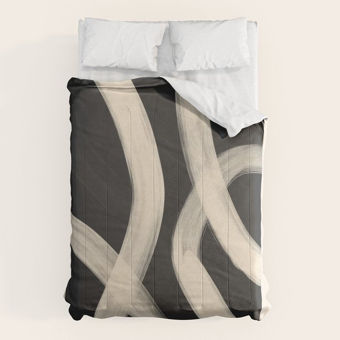 Black and White Abstract Line Art 1 Comforter Gallery Image 6