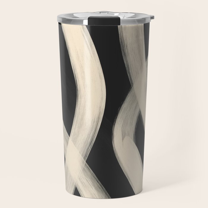 Black and White Abstract Line Art 1 Travel Mug Gallery Image 1