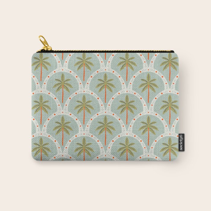 Vintage summer palm tree art pattern Carry All Pouch Gallery Image 1