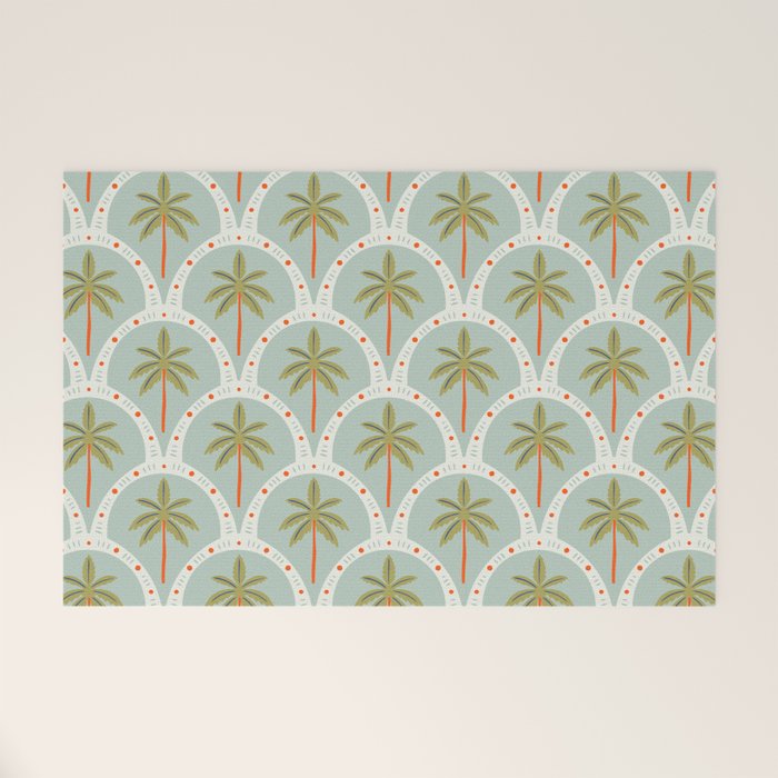 Vintage summer palm tree art pattern Welcome Mat Gallery Image 1