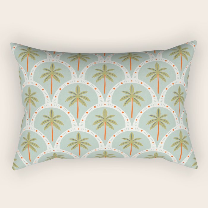 Vintage summer palm tree art pattern Rectangular Pillow Gallery Image 1