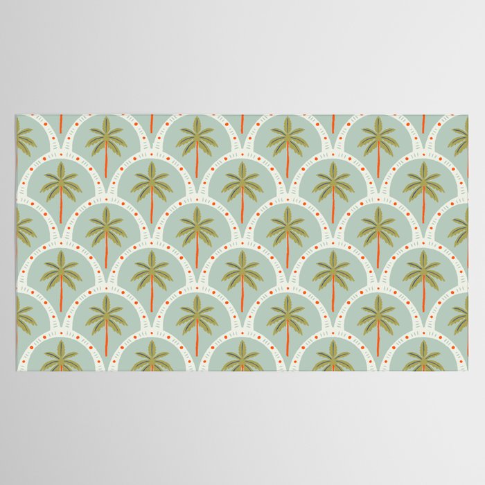 Vintage summer palm tree art pattern Tablecloth Gallery Image 2