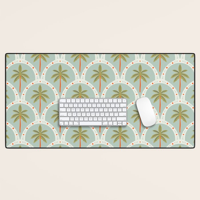 Vintage summer palm tree art pattern Desk Mat Gallery Image 1