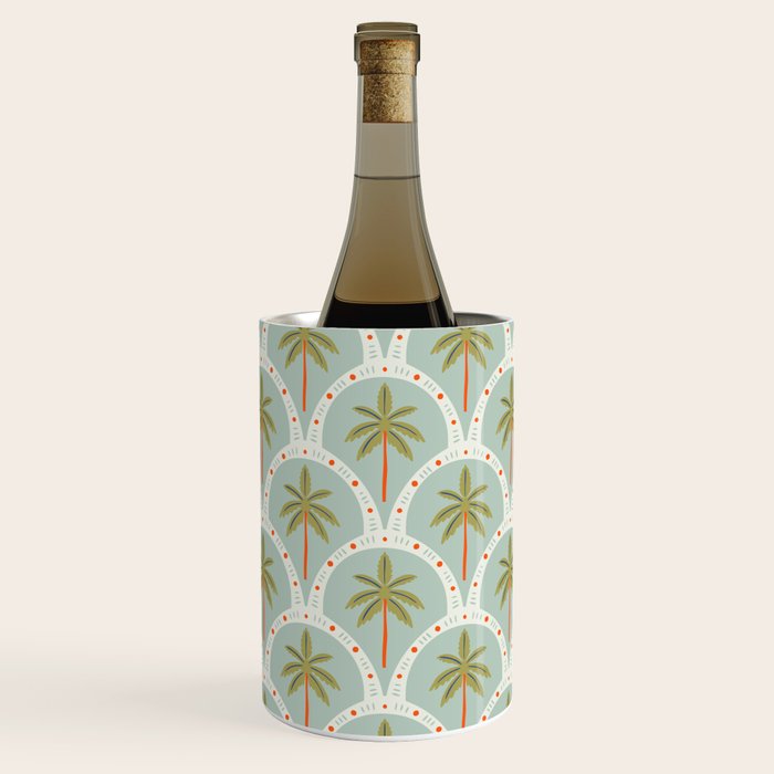 Vintage summer palm tree art pattern Wine Chiller Gallery Image 1