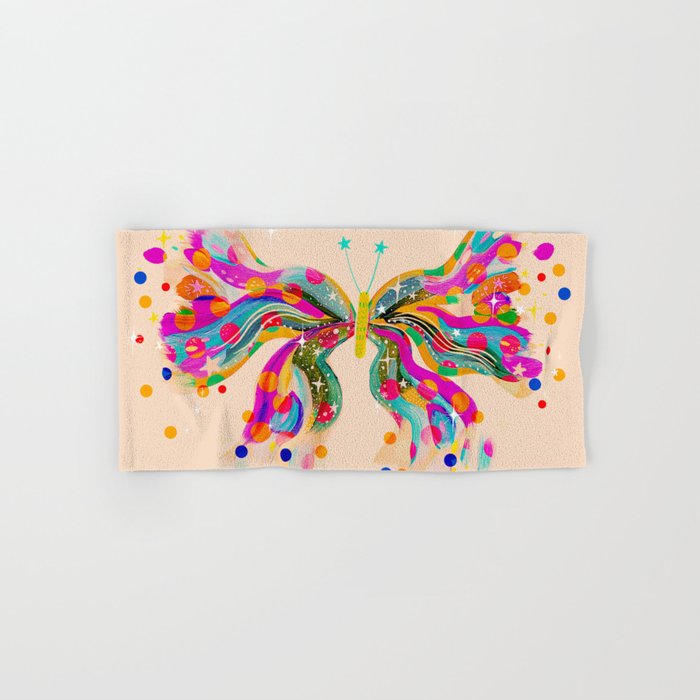 EttaVee Confetti Butterly Beige Bath Towel Gallery Image 1
