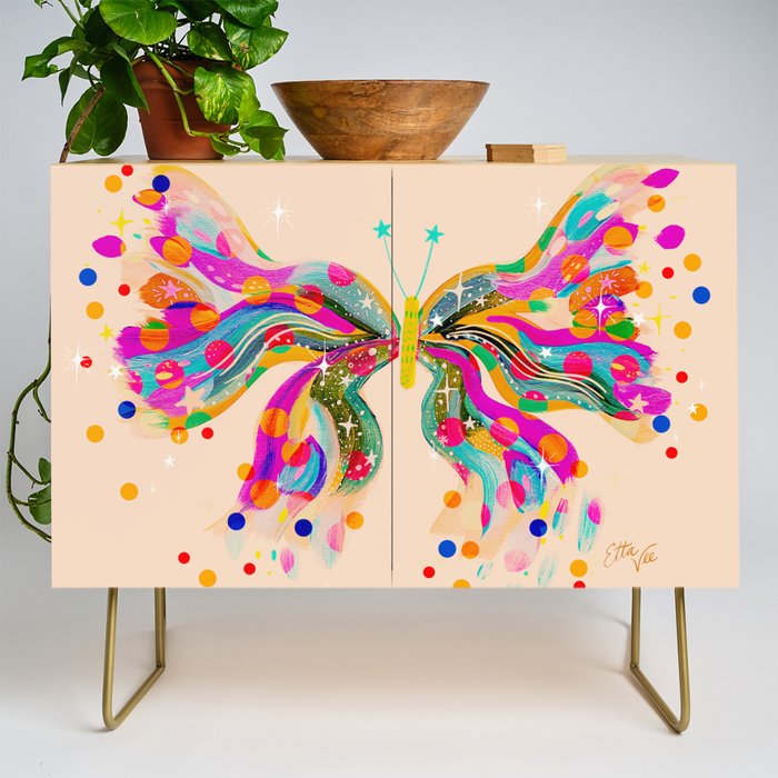 EttaVee Confetti Butterly Beige Credenza Gallery Image 1