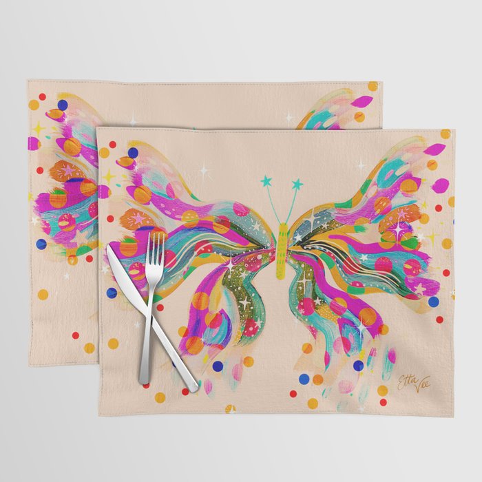 EttaVee Confetti Butterly Beige Placemat Gallery Image 1