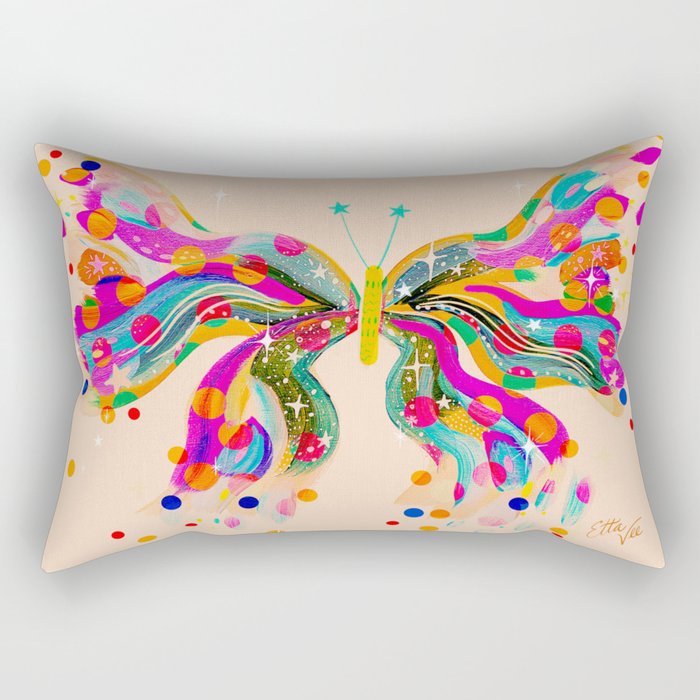 EttaVee Confetti Butterly Beige Rectangular Pillow Gallery Image 2
