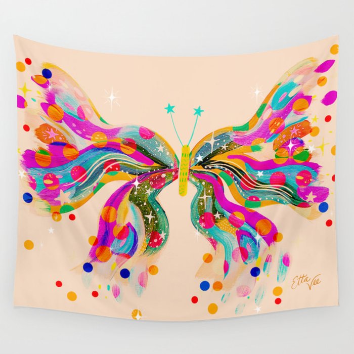 EttaVee Confetti Butterly Beige Wall Tapestry Gallery Image 4