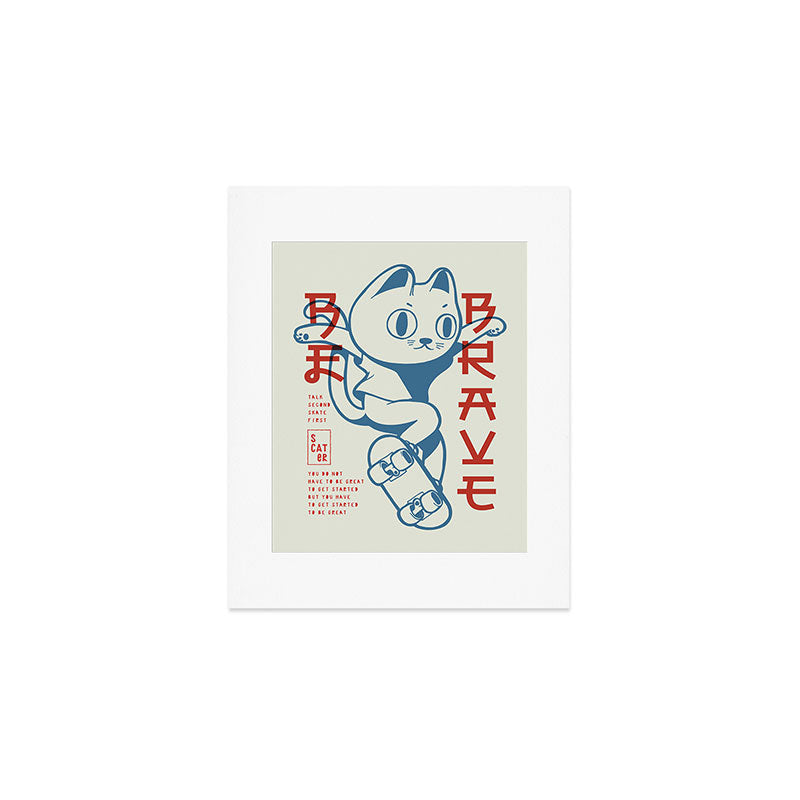 Brave Skater Cat Art Print Gallery Image 1