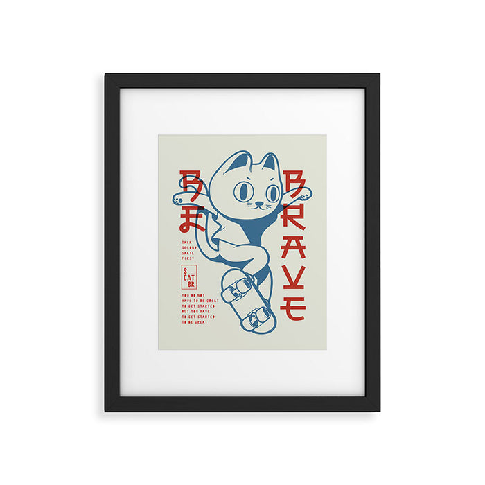 Brave Skater Cat Framed Art Print Gallery Image 1