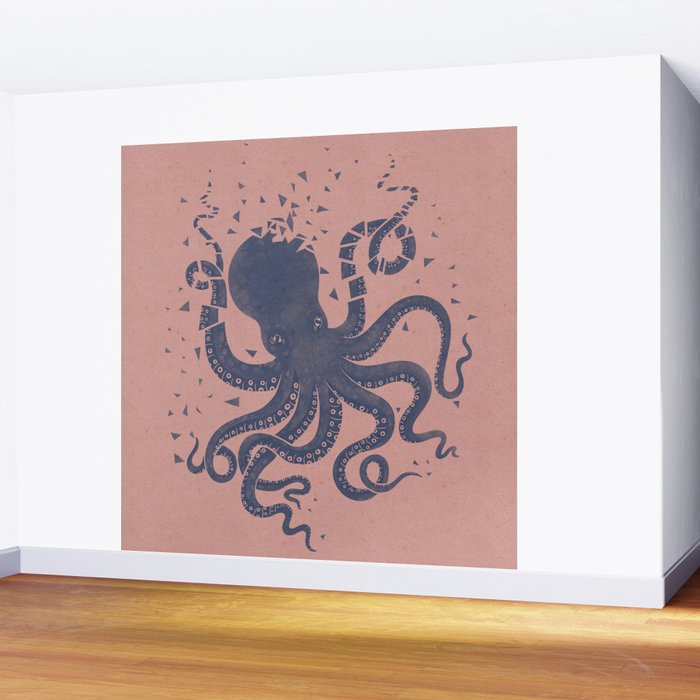 Octopus in the Deep Pastel Version Wall Mural Gallery Image 2