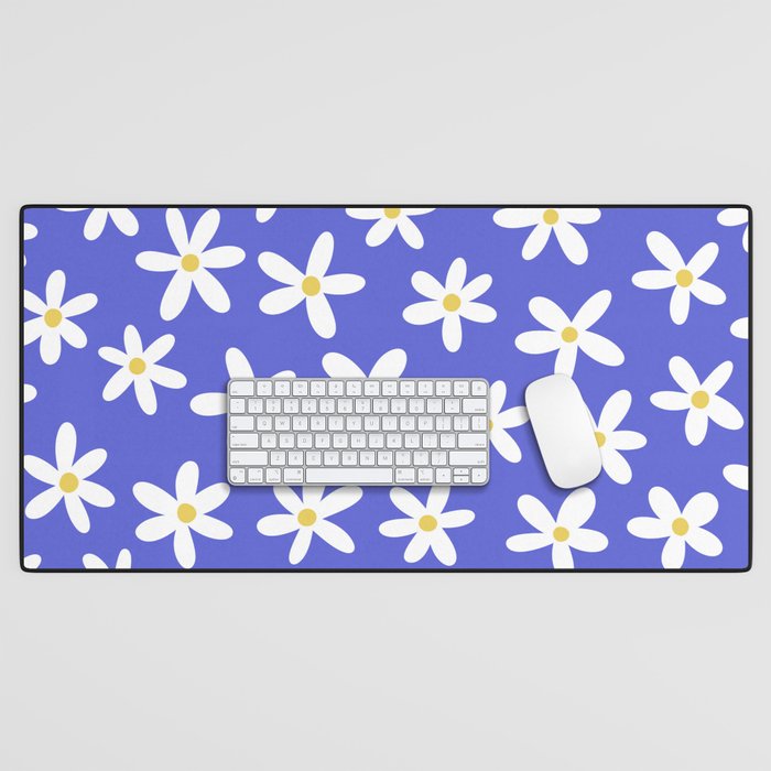 Daisies -- Blue Desk Mat Gallery Image 1