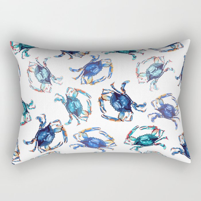 Watercolor Blue Crab Rectangular Pillow Gallery Image 1