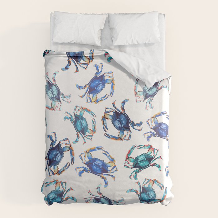 Watercolor Blue Crab Duvet Cover Gallery Image 1