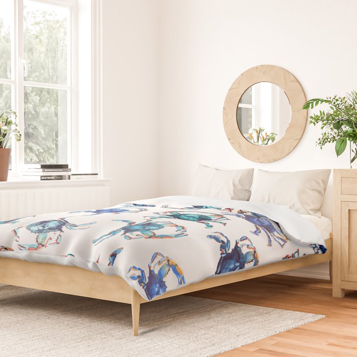Watercolor Blue Crab Duvet Cover Gallery Image 2