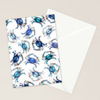 Watercolor Blue Crab Stationery Card Gallery Image 2
