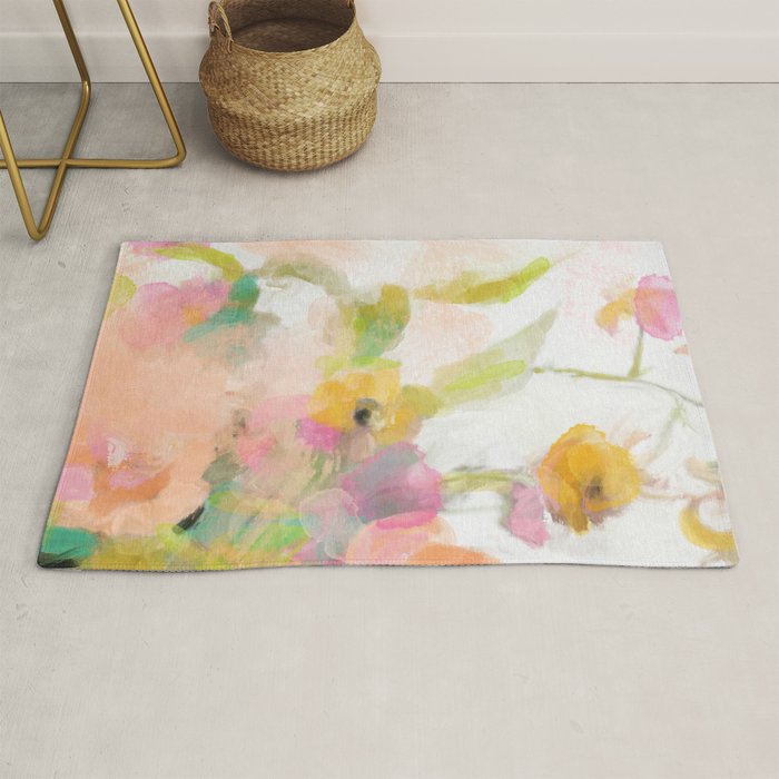 pink spring summer floral abstract Rug Gallery Image 1