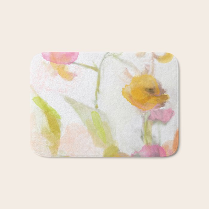 pink spring summer floral abstract Bath Mat Gallery Image 1