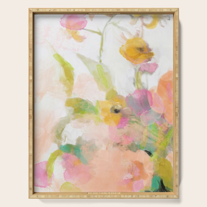 pink spring summer floral abstract Serving Tray Gallery Image 1
