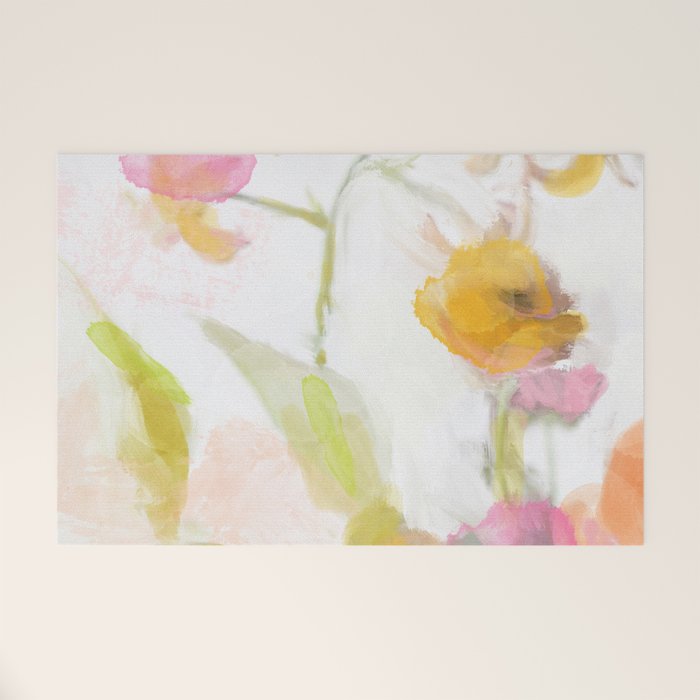 pink spring summer floral abstract Welcome Mat Gallery Image 1