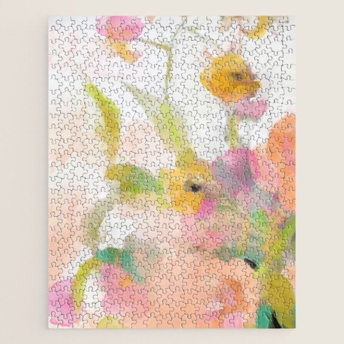 pink spring summer floral abstract Jigsaw Puzzle Gallery Image 1