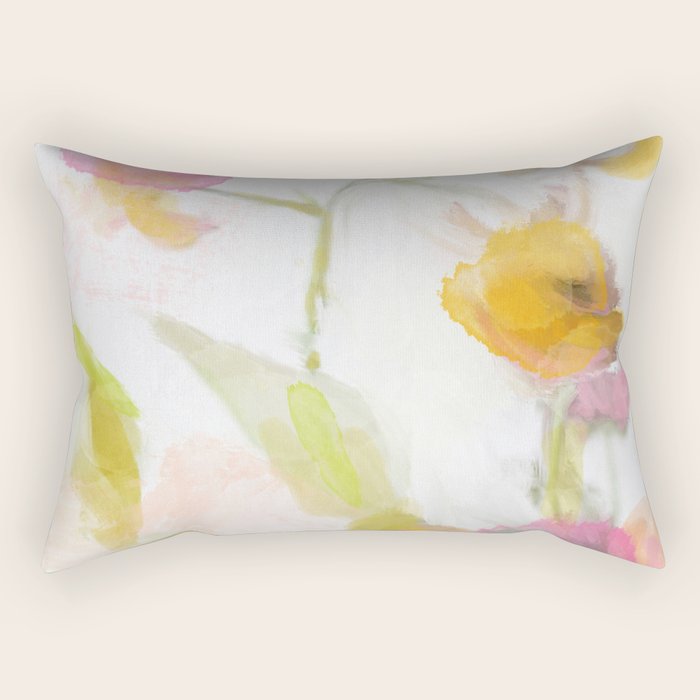 pink spring summer floral abstract Rectangular Pillow Gallery Image 1