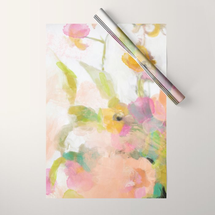 pink spring summer floral abstract Wrapping Paper Gallery Image 1