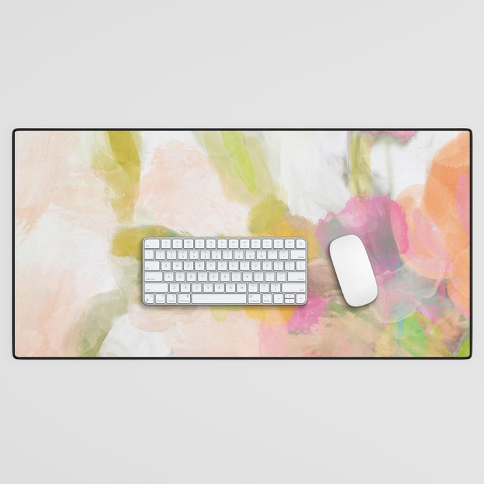 pink spring summer floral abstract Desk Mat Gallery Image 1