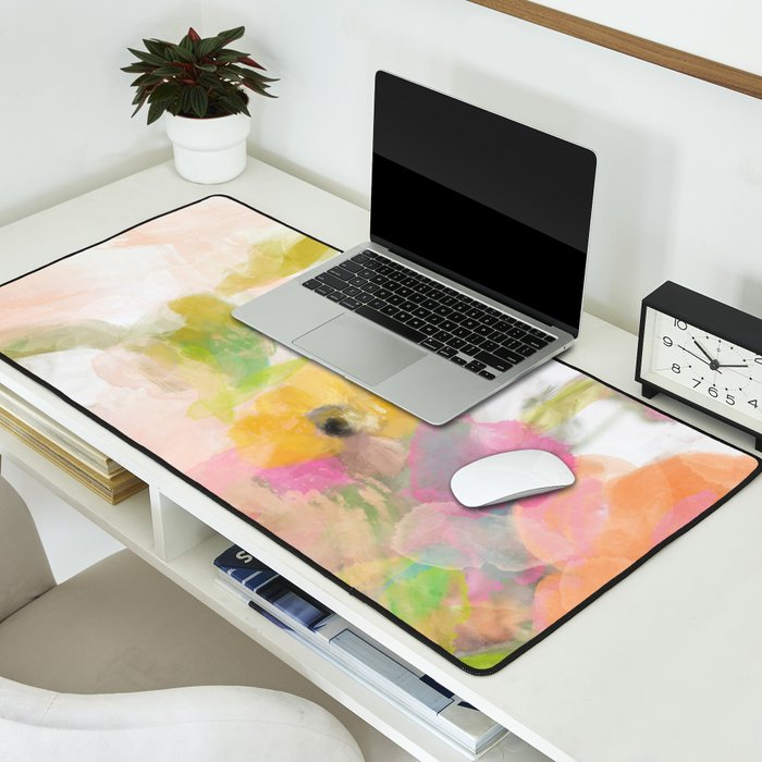 pink spring summer floral abstract Desk Mat Gallery Image 2