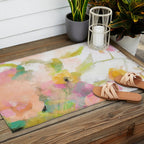 pink spring summer floral abstract Outdoor Rug Gallery Image 2