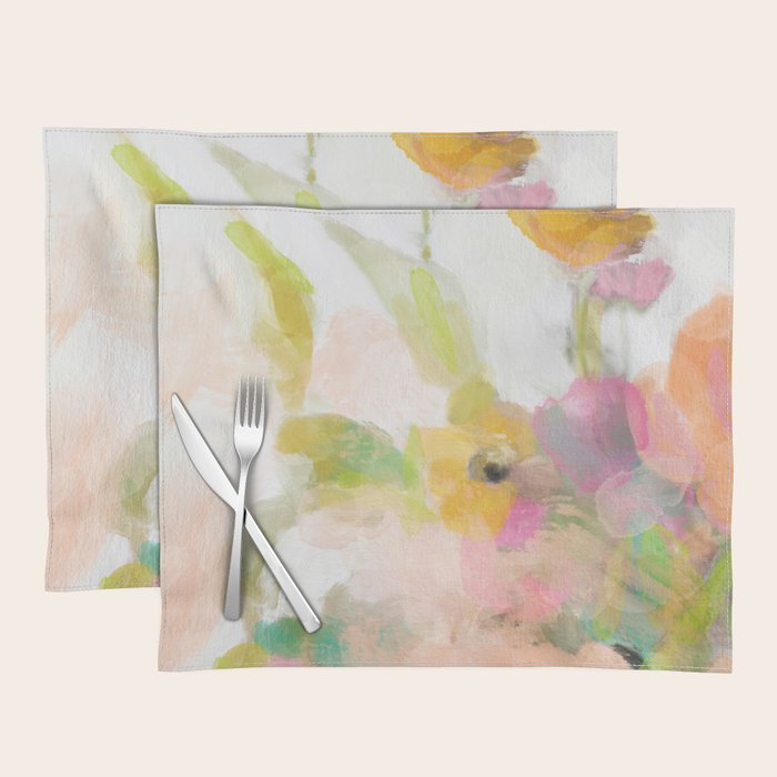 pink spring summer floral abstract Placemat Gallery Image 1