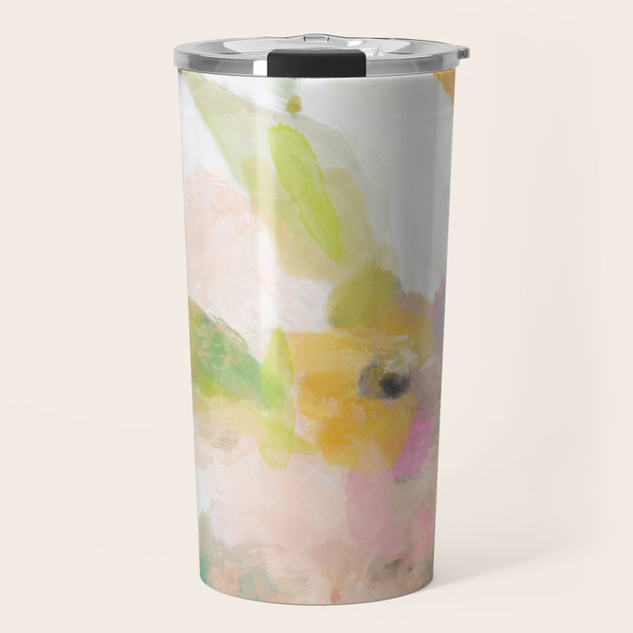 pink spring summer floral abstract Travel Mug Gallery Image 1