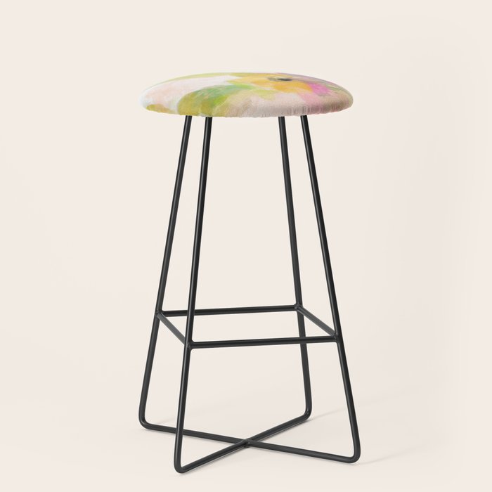 pink spring summer floral abstract Stool Gallery Image 1