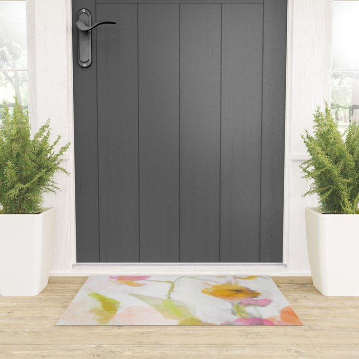 pink spring summer floral abstract Welcome Mat Gallery Image 3