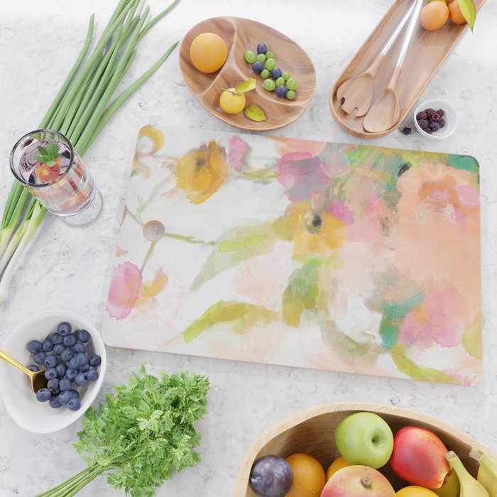 pink spring summer floral abstract Cutting Board Gallery Image 2