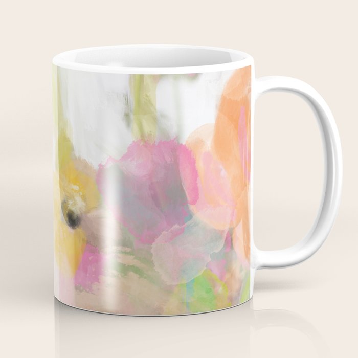 pink spring summer floral abstract Coffee Mug Gallery Image 1
