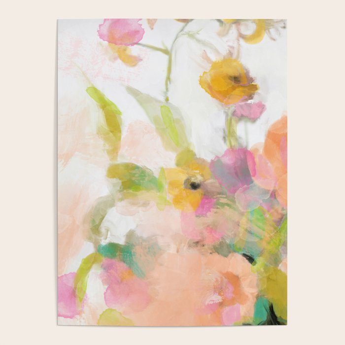 pink spring summer floral abstract Poster Gallery Image 1